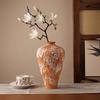 Retro Wabi-Sabi Ceramic Vase: New Chinese Style High-End Pottery Jar for Flower Arrangement and Living Room Decoration.