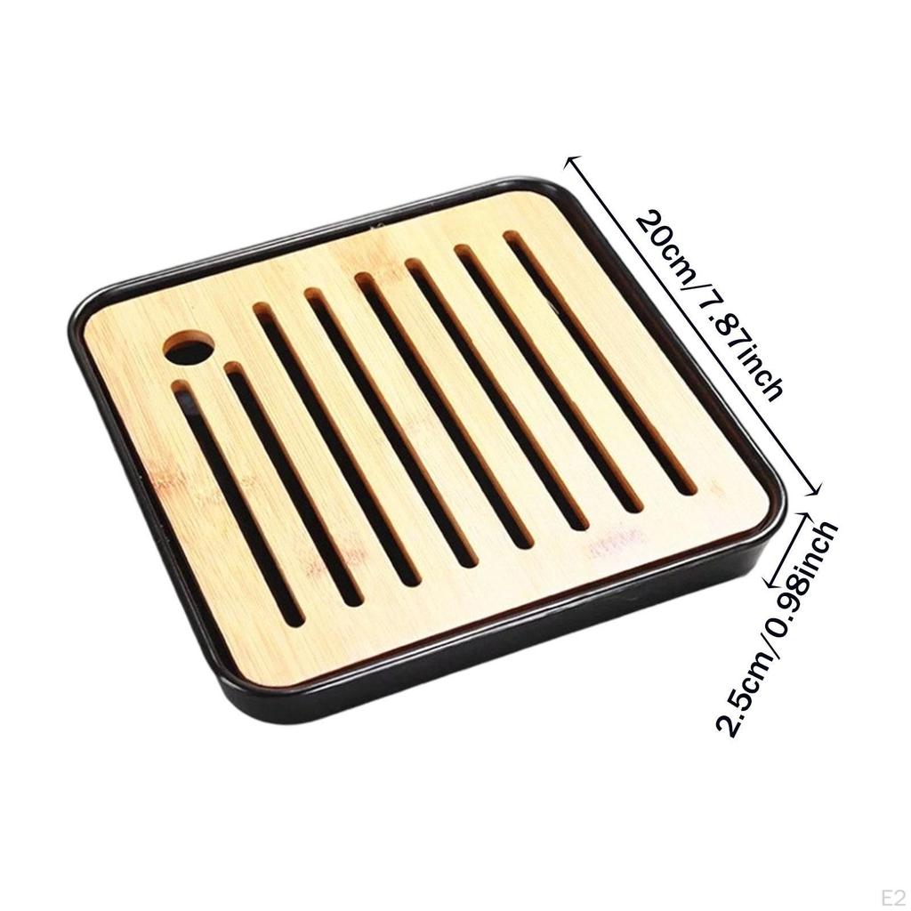 Bamboo Kung Fu Tea Tray Chinese Style,Drainage Reservoir,Gift,Small with Water Storage Table Serving