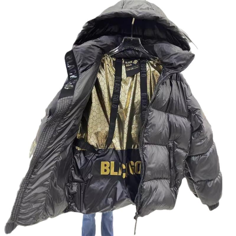 Black and Gold Down Jacket Women's Short Winter New Couple Men's and Women's Thickened High-end Coat