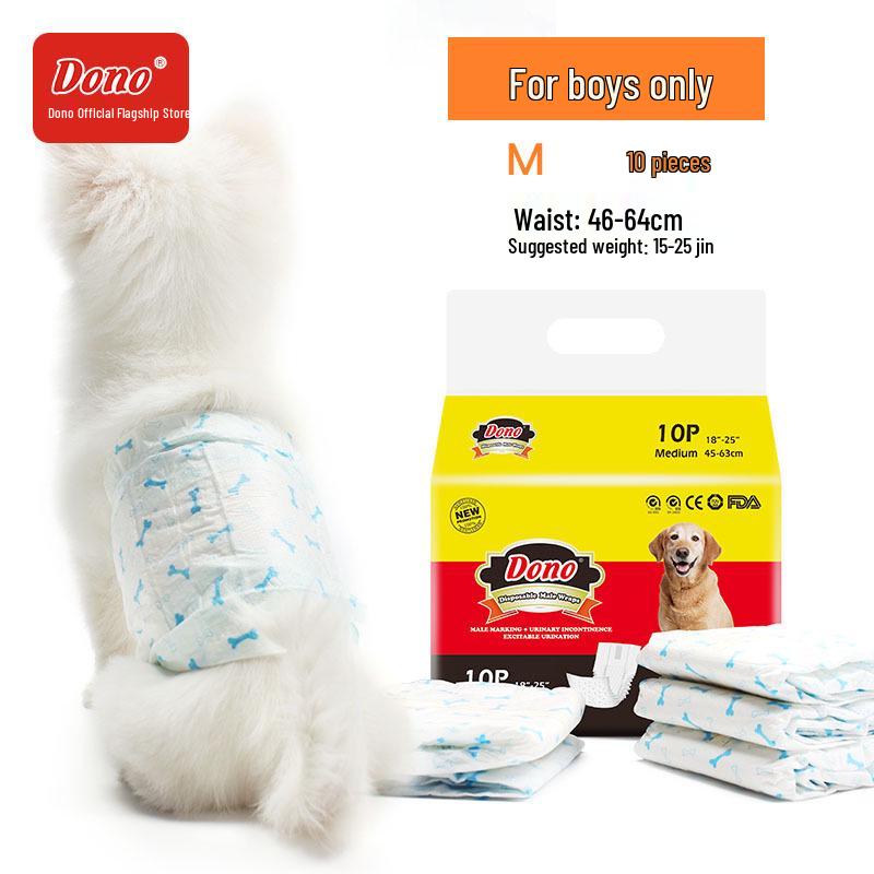 DONO Disposable Male Dog Diapers with Sanitary Napkins, Medium Size Pee Pads