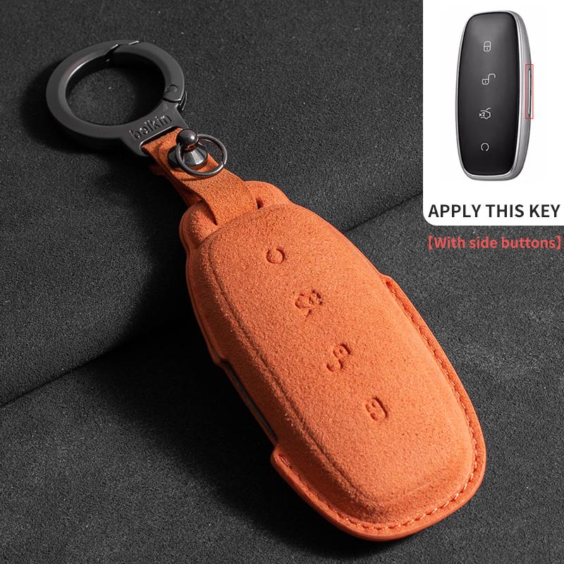 Suede Car Key Case Cover For Denza D9 Dm-I Car Key Protective Shell Accessories