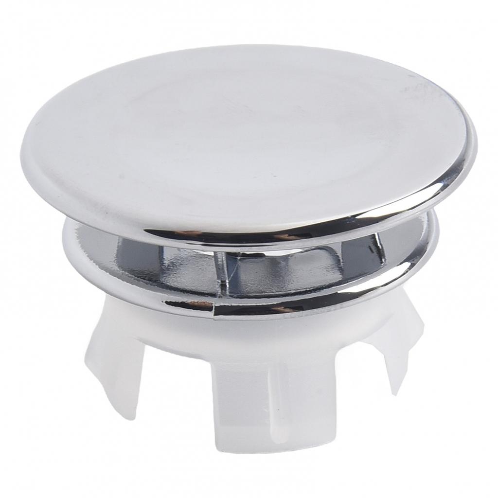 Hole Overflow Cover ABS Bathroom Basin Round Silver