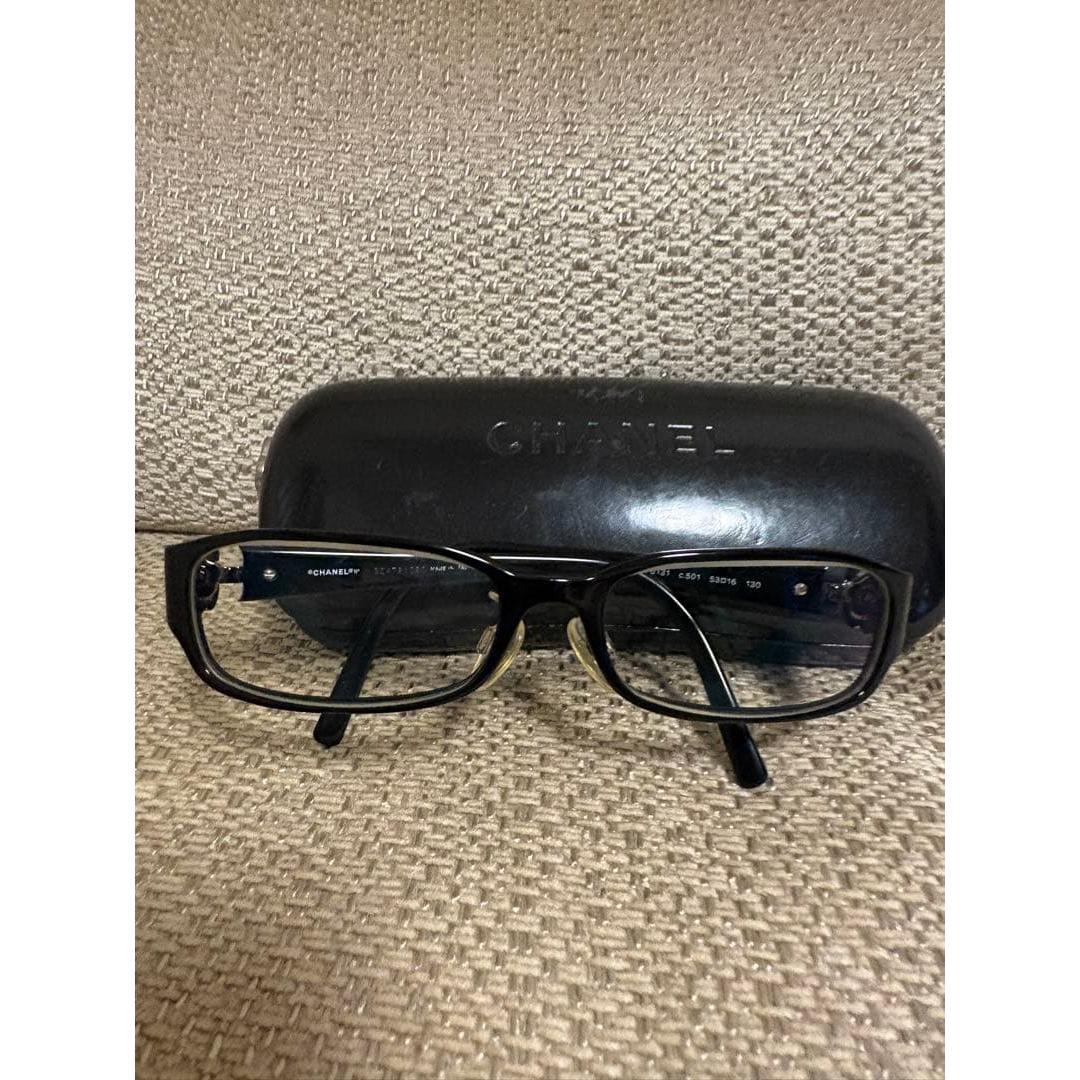 Used CHANEL camellia glasses black