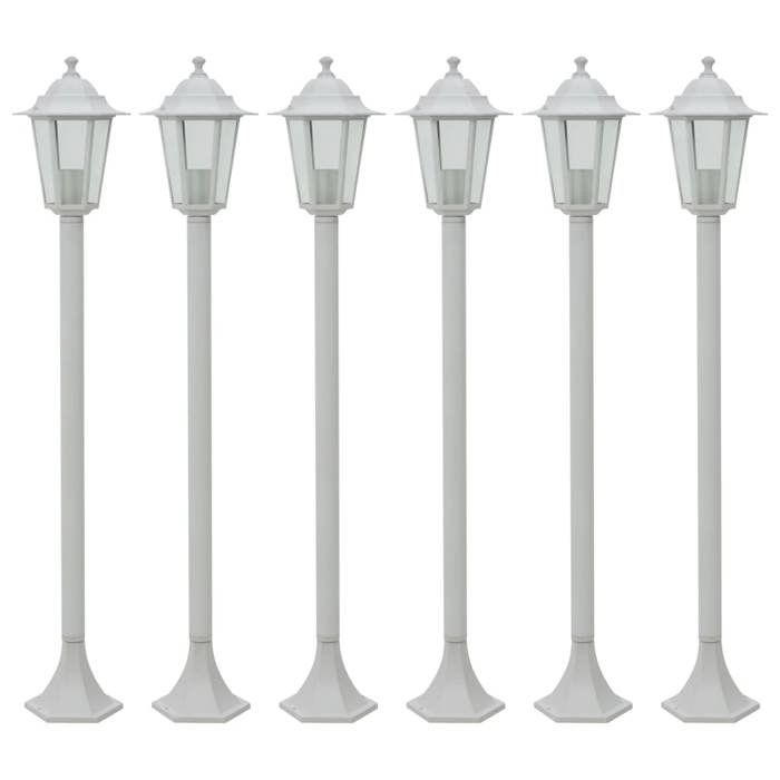VidaXL 6x Garden Spike Light E27 Aluminium White Terrace Lighting 44215