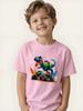 Printed short-sleeved T-shirt, cool summer top for children, exclusive for dinosaur fans