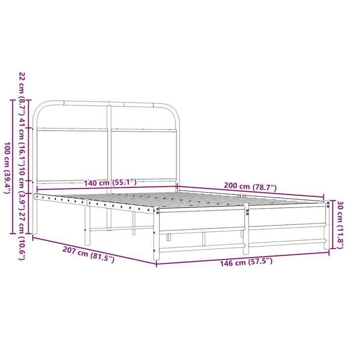 VidaXL Cadre de lit sans matelas 140x200 cm chêne marron 4100483