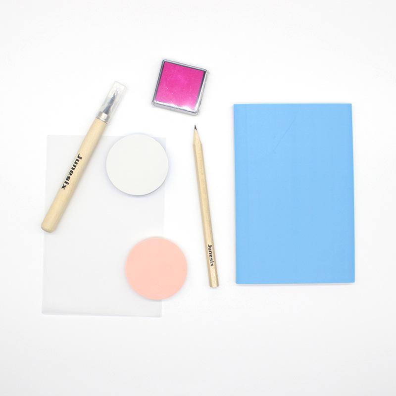 Engraving Rubber Stamp DIY Starter Kit - Handmade Materials & Pencil Included