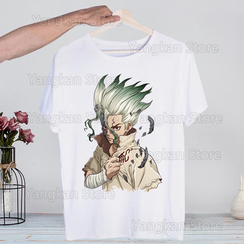 

Чоловіча футболка з аніме Dr Stone Літня з коротким рукавом Принт жуйки Смішна футболка в стилі Харадзюку Топи Чоловіча футболка Вуличний стиль S