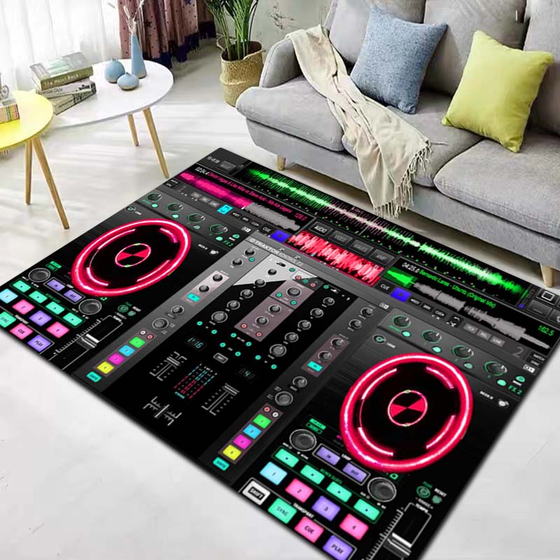 Dj Music Record Screen Console Theme Printing Large Carpet Sofa Living Room Bedroom Decoration Kitchen Bathroom Anti Slip Carpet