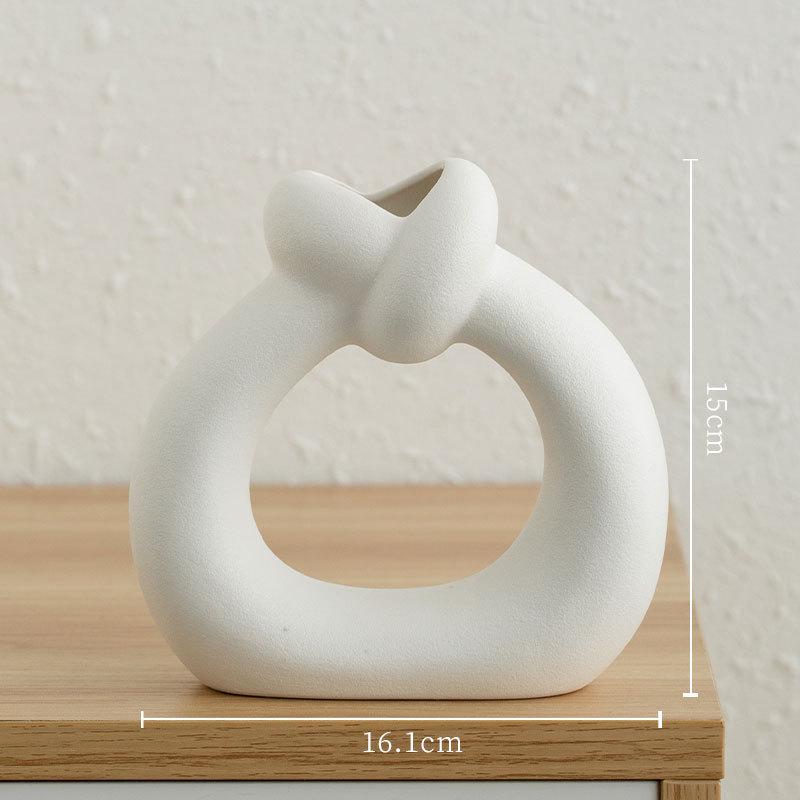Nordic Cream Style Ceramic Vase - Unique Shape for High-Grade Home Decor