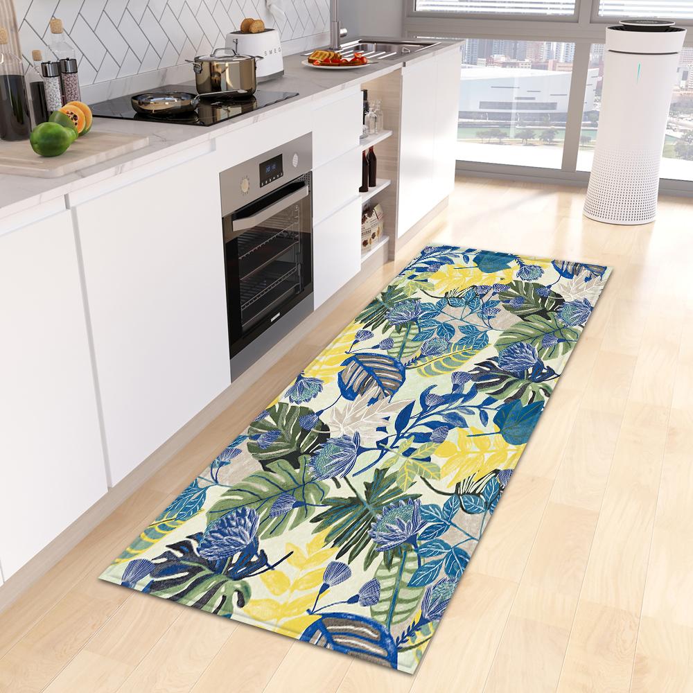

Flower Plant Leaf Printed Floor Mat Entrance Corridor Door Living Room Kitchen Bathroom Non-slip Rug Home Decoration 40x120cm