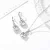 1set/3pcs (Necklace + Earrings) Fashion Temperament Bridal Round Zircon Crystal Earrings Necklace Set, Alloy Jewelry Set