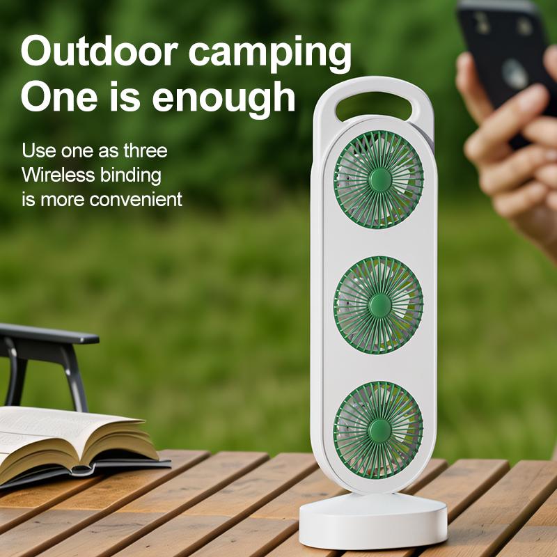 Desktop Fan With Three Air Outlets Usb Charging Adjustable High Wind Power Convenient Cooling Equipment For Outdoor Camping