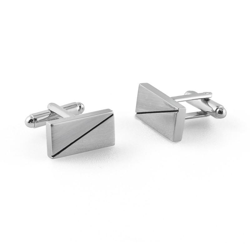 Exquisite Rectangular Striped Plain Glossy Metal Cufflinks Men French CL-C423