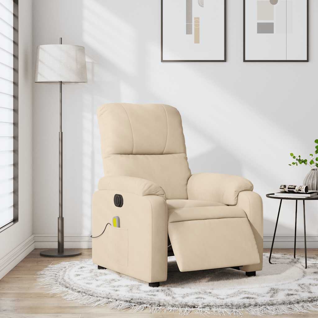 Electric Massage Chair Cream Microfiber Fabric