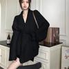 Knitted Female Cardigan Bathrobe Wind Aura Type Lace Up Autumn Winter Lazy Loose Sweater
