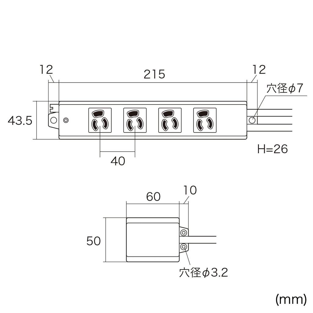 SANWA SUPPLY TAP-5433MGN2-3, Gray, 3-pin, 4-outlet, 3m, with Hand Switch