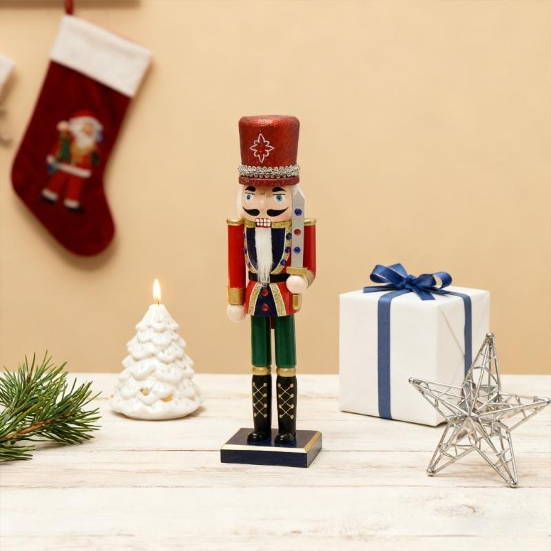 Christmas Nutcrackers Ornament Small Wooden Soldier Christmas Decorations Nutcrackers Figure Ornament for Table Shelf