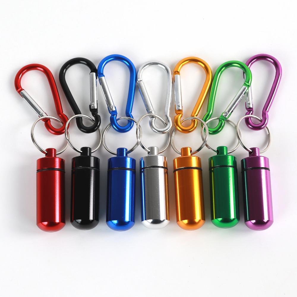 New Premuim Portable Mini Waterproof Aluminum Pill Box Cases Container Organizer Storage for Vitamin Fish Oils Keychain Earplug