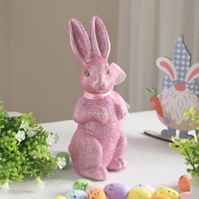 Figurine Iepuraș de Paște din Spumă cu Pudră Sclipitoare Statuetă Iepuraș Simulat Ornament Decorativ pentru Casă Birou Petrecere de Sărbători