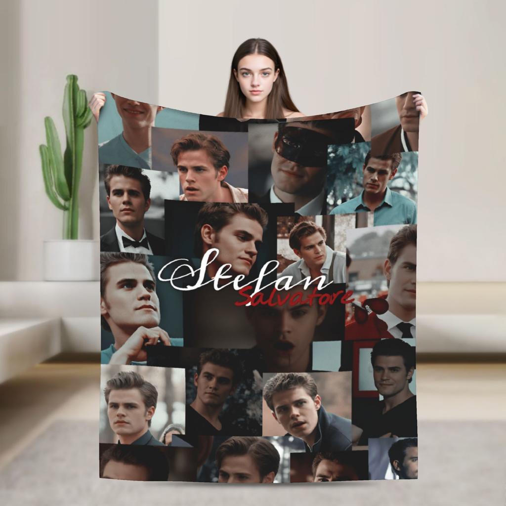 The Vampire Diaries Damon salvatore Blanket Super Warm Plush Bedding Throws For Home Decor Travel Office Flannel Bedspread Bed