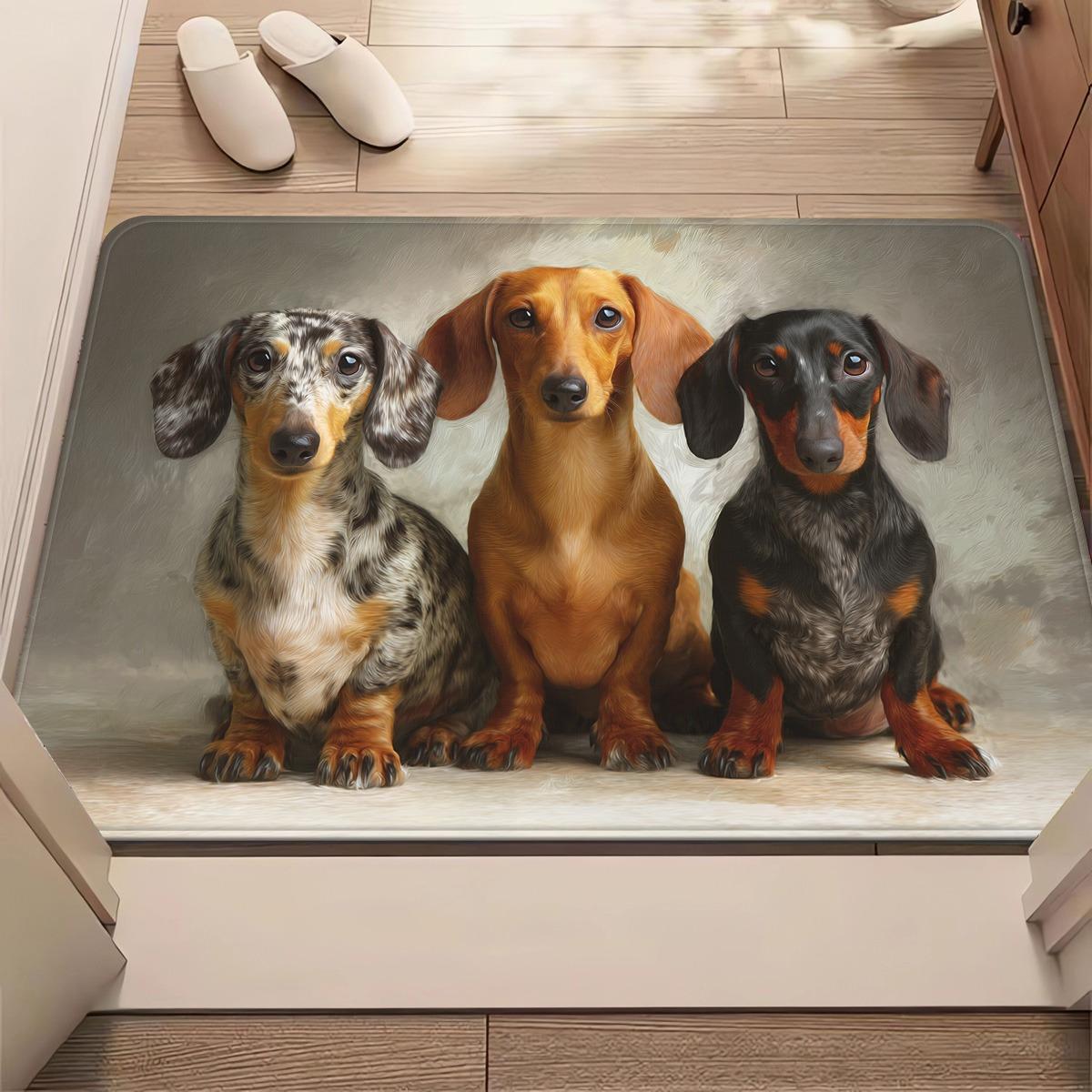 1 Stück Süßer Hunde Küchenteppich, Dackelmuster Bodenmatte, Rutschfester Waschbarer Teppich, Haustierliebhaber Heimdeko Eingangsbereich Teppich 40*120cm