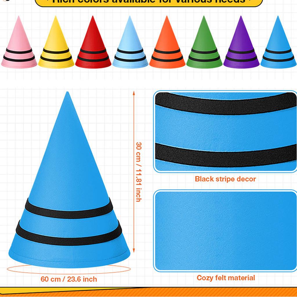 8pcs Gnome Hats Felt Crayon Gnome Cone Hats Fairy Dunce Witch Dwarf Cone Hat for Adult Halloween Christmas Birthday Dress Party
