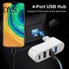 Hub Adapter 4-Port USB 3.0 5Gbps Transfer Speed Universal Portable Plug-and-Play 180-Degree Degree Rotatable Extender Splitter