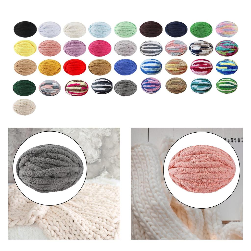 Thick Chunky Yarn Bulky Yarn Comfortable Knit Yarn Polyester Yarn for Knitted Blanket Mat Weaving Scarf DIY Craft Cushion