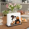 Paper Towel Stand Halloween Wooden Napkin Holder for Table, Ghost Pumpkin Black Cat Standing Holiday Dispenser, Kitchen Dining Table Dispenser