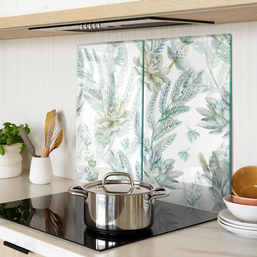Decorative Glass Chopping and Serving Boards Flowers and Leaves 2x30x52 Cm