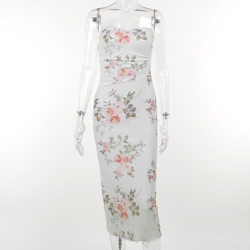 Suspender Pure Desire Print Dress, Summer New Sexy Babes Medium Dress Women S белый