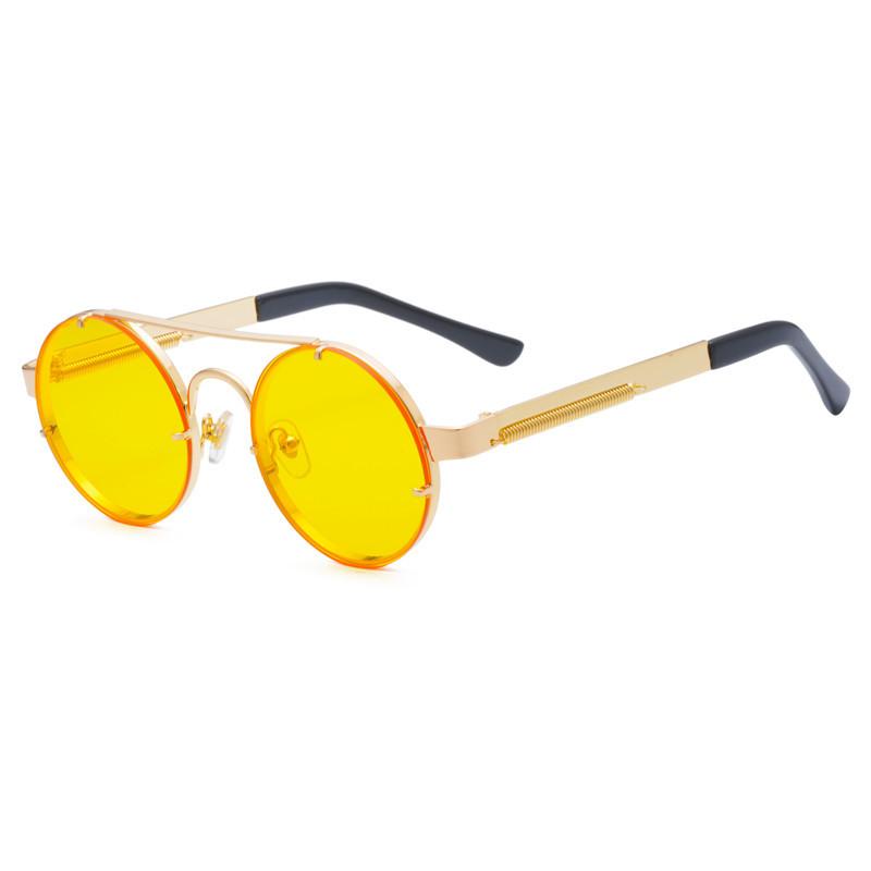 Metal Round Steampunk Rimless Sunglasses