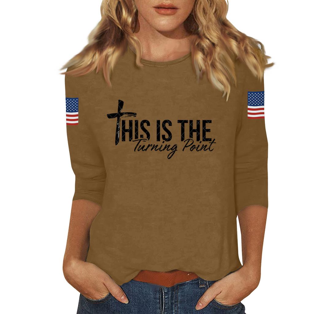 Women's Casual Fashionable Sexy Comfortable Neck Three-Quarter Sleeve Top