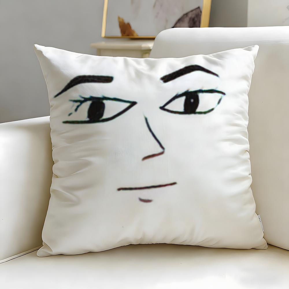 classic art theme Man Face Cushion Cover Soft  EasyWash Pillow Case  Versatile for Couch Bed Travel and Office