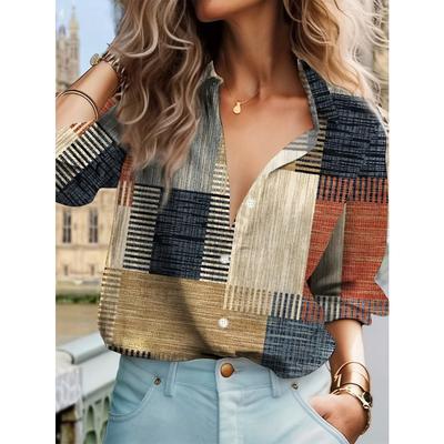 Elegant Patchwork Blouse for Women Women's Shirt Casual Long Sleeve Shirt For Spring & Fall Y2k Women's Clothing Womens Tops