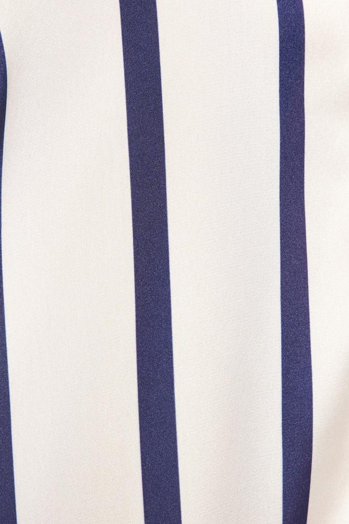 Women's Fashion New Shirt Ecru Striped Satin Woven Shirt