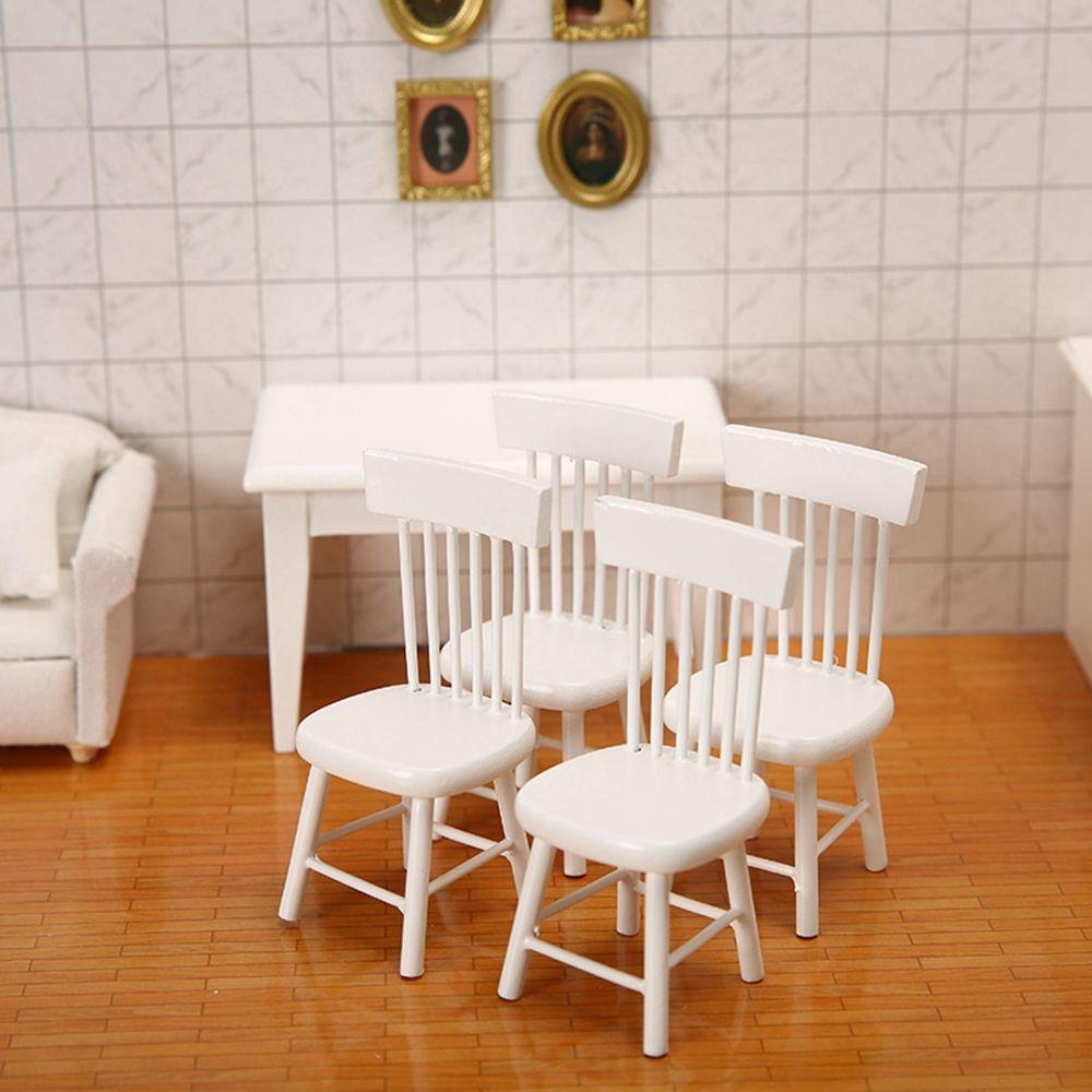 1/12 Dollhouse Accessories Table Furniture Toys Wooden Table Simulation Chair Doll House Decoration