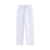 2025 Autumn/Winter Women's White High-Waisted Cropped Jeans – Petite Narrow Straight-Wide Leg Pants.