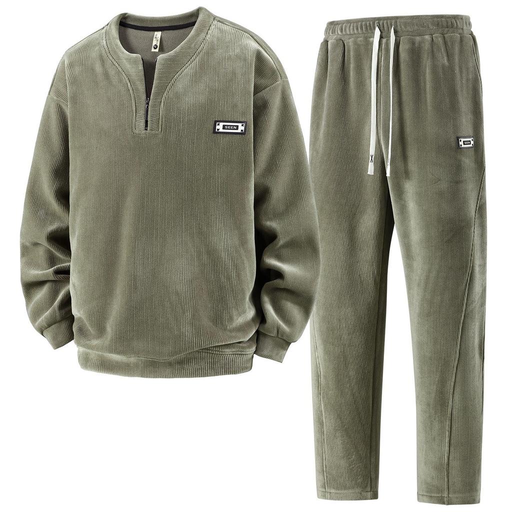 350 Jin Plus Size Men's Fleece-Lined Sweatshirt, Thick Long Sleeve, Autumn/Winter, Extra Large Loose Base Layer