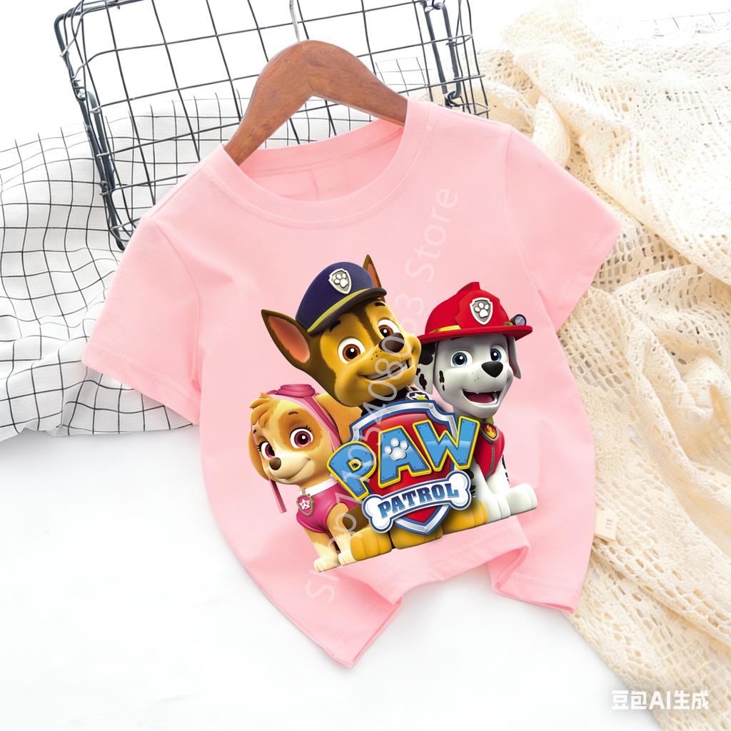 Paw Patrols Baby TShirt Girls Boys Clothes Cartoon Anime Chase Skye Figure Printed Toddler Tops Summer Clothes Gift