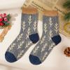 Fashion Color Contrast Women's Christmas Tree Wool Socks Autumn Winter Japanese Vintage Thickened Warm Soft Comfortable Socks