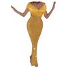 Women Sexy Solid Sequined Stitching Shining Club  Sleevless  Dress