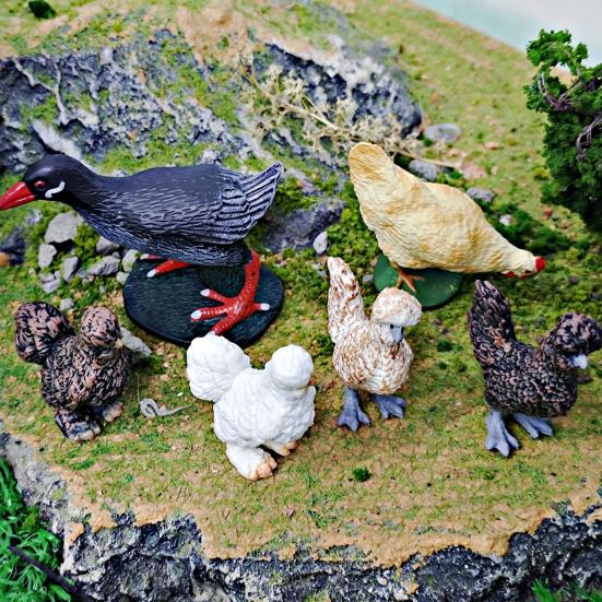 

Simulated Chick Model PVC Corncrake Black White Rooster Polish Chickens Figurine Statue Sculpture Decoration Ornament Kids Educational Farm G