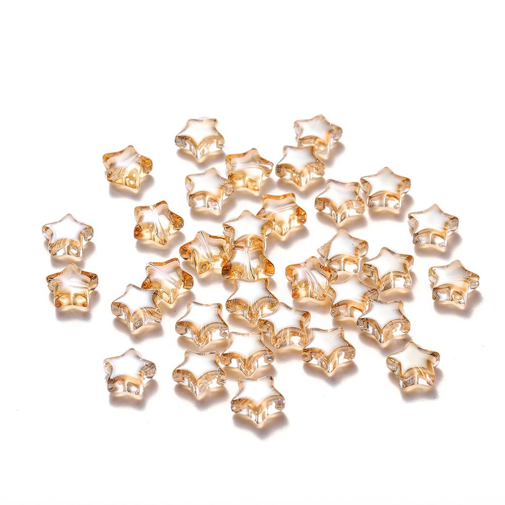 30Pcs 8/9mm AB Color Five-pointed Star Beads Czech Glass Loose Spacer Beads for Jewelry Making Hairpin Handmade DIY Accessories