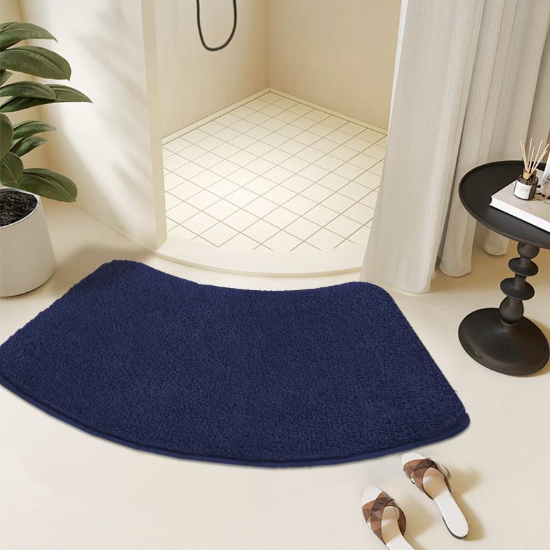 Solid Color Thick Furry Arched Shower Room Absorbent Floor Mat Soft Fur Foot Mat Bathroom Mat Non-slip Mat
