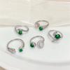 New Emerald Imitation Chalcedony High-End Inlaid Zir*****Pen Ring Niche Fashion Accessories Light Luxury Super Fairy Jewelry