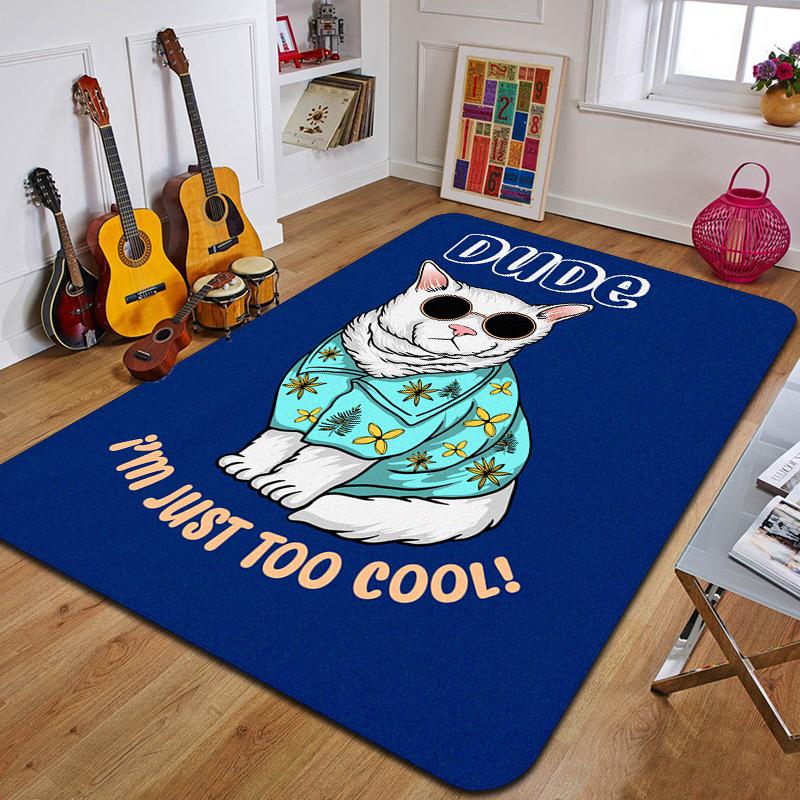 C-Niedliche Katze Bedruckter Teppich Mode Yogamatte Rutschfester Teppich Schlafzimmerdekoration Außenteppich Schlafzimmer Geburtstagsgeschenk