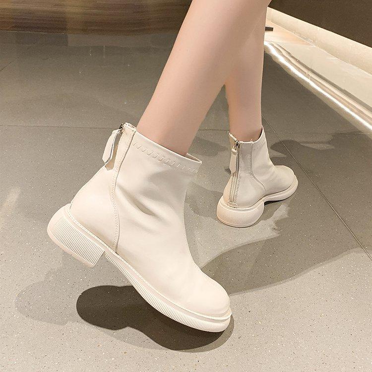 French British style fashion boots women's 2025 autumn and winter new Martin boots round head fashion versatile short boots women