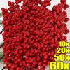 60/1Pcs Christmas Red Berries DIY Holiday Wreaths Xmas Tree Decoration Festive Ornament Displays Artificial Red Berries Stems